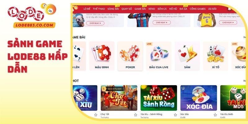 Sảnh Game Lode88 hấp dẫn